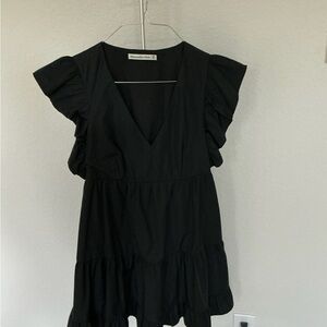 Abercrombie & Fitch Black Mini Dress with Ruffled Sleeves